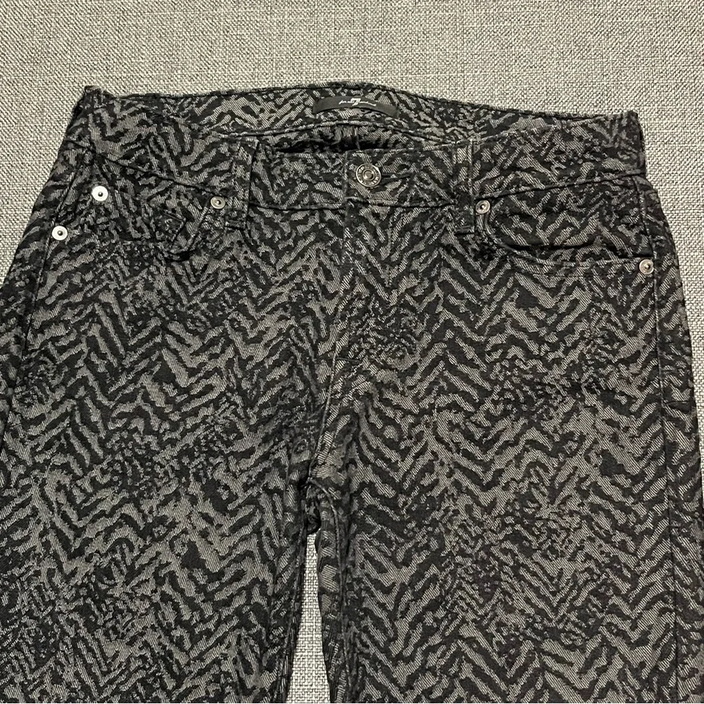 7 For All Mankind The Skinny Jacquard Mid-Rise Jeans | Chevron Textured|Size‎ 28
